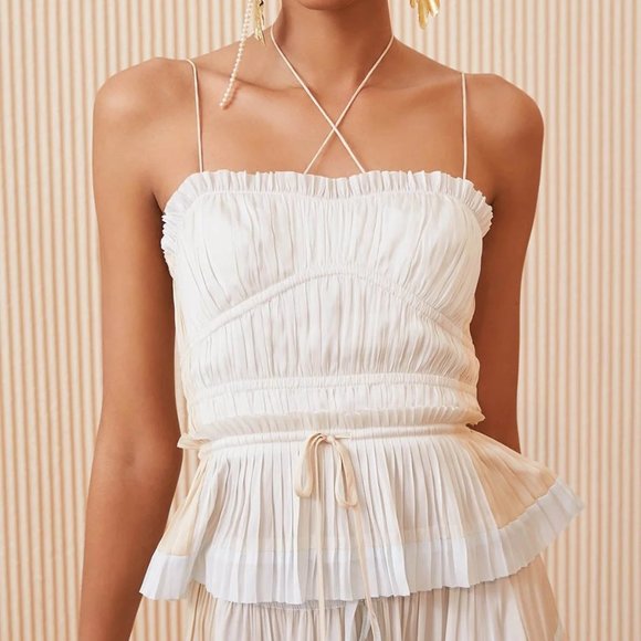 NWT Ulla Johnson Calista Peplum Tank in Opal - Picture 2 of 13